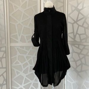 Lindi crinkled sheer button front tunic